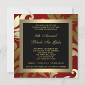 Black Gold Red Damask Uitnodigingen voor een feest (Achterkant)