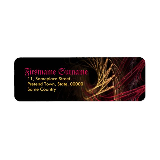 Black Gold Red Fractal Art Return Label (Voorkant)