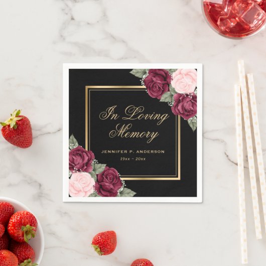 Black Gold Red Pink Floral Memorial Funeral Servet (Insitu)