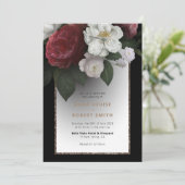 Black Gold Red Pink White Flowers Floral Wedding Kaart (Staand voorkant)