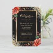 Black Gold Red Rose Fotoviering van het Leven Kaart (Staand voorkant)