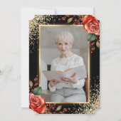 Black Gold Red Rose Fotoviering van het Leven Kaart (Achterkant)