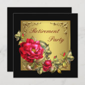 Black Gold Red Rose Vrouwen Pensioenfeest Kaart (Voorkant / Achterkant)