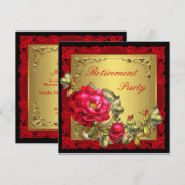 Black Gold Red Rose Vrouwen Pensioenfeest Kaart (Voorkant / Achterkant)