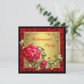 Black Gold Red Rose Vrouwen Pensioenfeest Kaart (Staand voorkant)