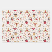 Black Gold Red Snowmen kerstbomen Holiday Inpakpapier Vel (Voorkant 3)