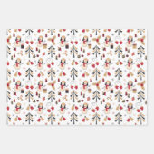 Black Gold Red Snowmen kerstbomen Holiday Inpakpapier Vel (Voorkant)