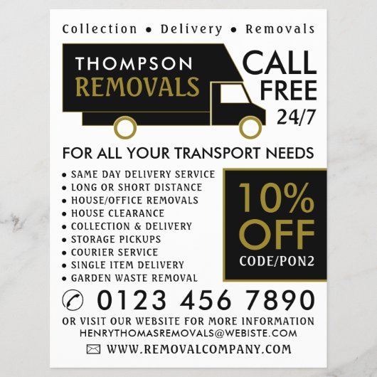 Black & Gold Removal Van Company Adverteren Flyer (Voorkant)