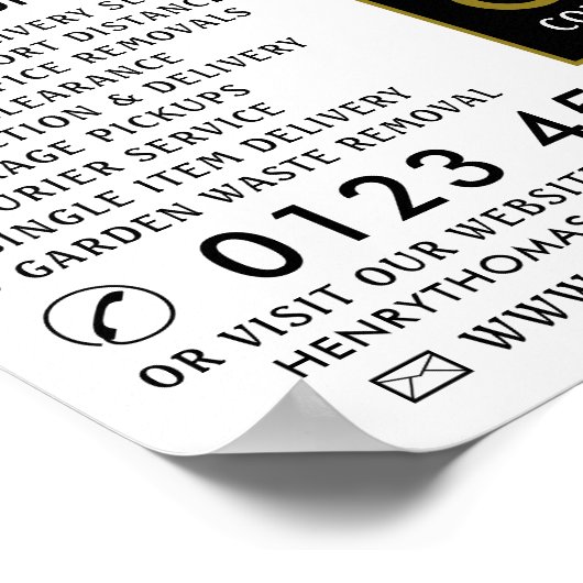 Black & Gold Removal Van Company Adverteren Poster (Hoek)