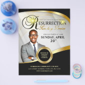 Black & Gold Resurrection Sunday Service Flyer (Enkel)