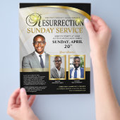 Black & Gold Resurrection Sunday Service Flyer (Hand)