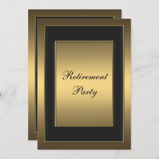 Black Gold Retirement Party Kaart (Voorkant / Achterkant)