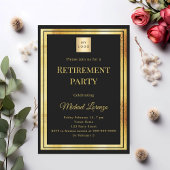 Black gold retirement party QR code business logo Kaart
