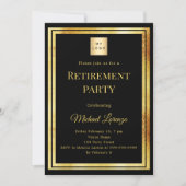 Black gold retirement party QR code business logo Kaart (Voorkant)
