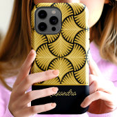 Black Gold Retro 1920s Gatsby Palmen Script Naam Case-Mate iPhone Case