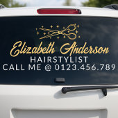 Black & Gold Retro Typography Hairstylist Car Raamsticker