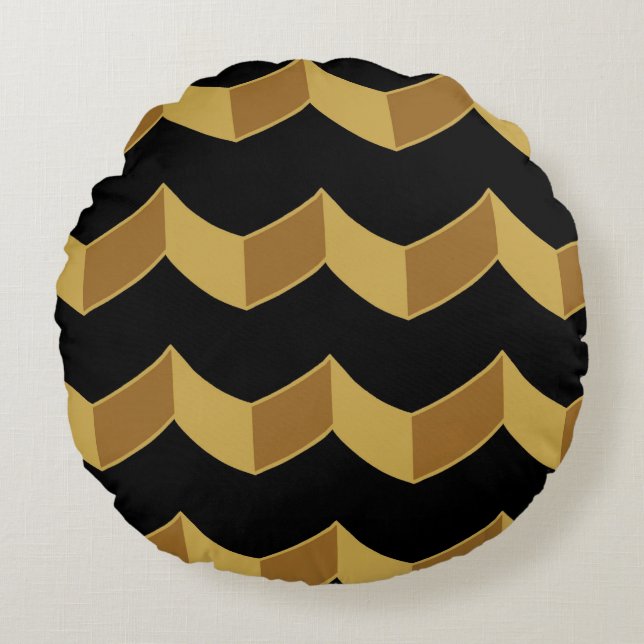 Black Gold Rond Kussen (Voorkant)