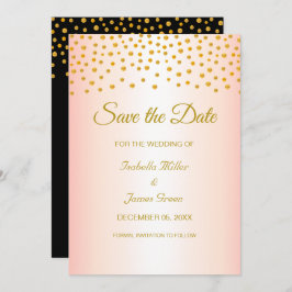 Black Gold Roos Wedding Save the Date Invitation Kaart