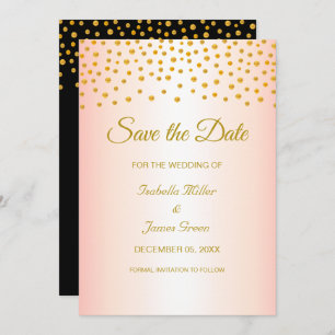 Black Gold Roos Wedding Save the Date Invitation Kaart