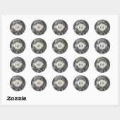 Black Gold Rose Bouquet Antiek Wedding Ronde Sticker (Vel)