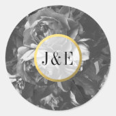 Black Gold Rose Bouquet Antiek Wedding Ronde Sticker (Voorkant)