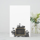 Black Gold Rose Bouquet Briefpapier (Staand voorkant)