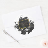 Black Gold Rose Bouquet Business Ronde Sticker (Envelop)