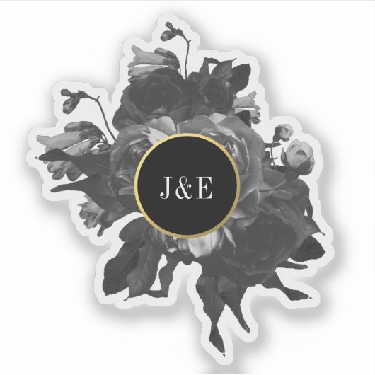 Black Gold Rose Bouquet Sticker (Voorkant)