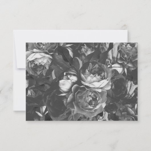 Black Gold Rose Bouquet Wedding Detail Card RSVP Kaartje (Achterkant)