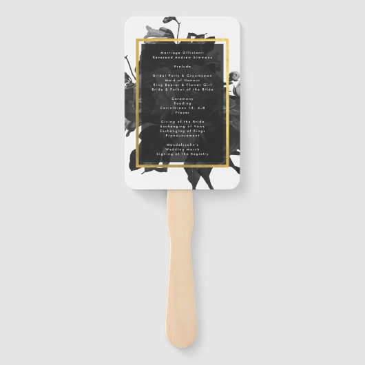 Black Gold Rose Bouquet Wedding Handwaaier (Achterkant)