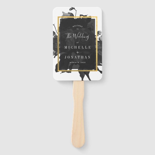 Black Gold Rose Bouquet Wedding Handwaaier (Voorkant)
