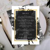 Black Gold Rose Bouquet Wedding Menu