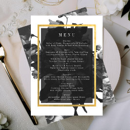 Black Gold Rose Bouquet Wedding Menu