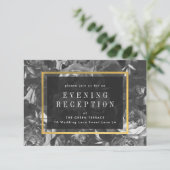 Black Gold Rose Bouquet Wedding Reception Card Informatiekaartje (Staand voorkant)