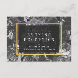 Black Gold Rose Bouquet Wedding Reception Card Informatiekaartje