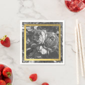 Black Gold Rose Bouquet Wedding Table Napkins Servet (Insitu)