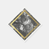Black Gold Rose Bouquet Wedding Table Napkins Servet (Hoek)
