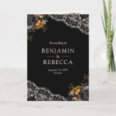 Black Gold Roses Lace Cream Gothic QR Code Wedding (Voorkant)