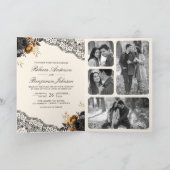 Black Gold Roses Lace Cream Gothic QR Code Wedding (Binnen)