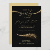 Black & Gold Royal 60th Birthday Invitation   Kaart (Voorkant / Achterkant)