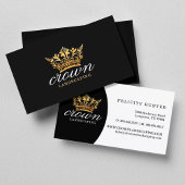 Black & Gold Royal Floral & Foliage Crown Logo Visitekaartje