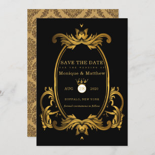 Black Gold Royal Wedding Save the Date Kaarten