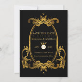 Black Gold Royal Wedding Save the Date Kaarten (Voorkant)