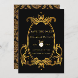 Black Gold Royal Wedding Save the Date Kaarten