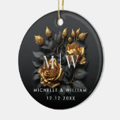 Black Gold Rozen Gothic Monogram Weddenschap Keramisch Ornament (Links)