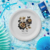 Black Gold Rozen Gothic Wedding Papieren Bordje (Feest)