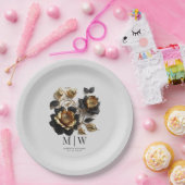 Black Gold Rozen Gothic Wedding Papieren Bordje (Feest)