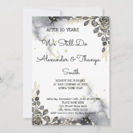 Black&Gold Rozen Wedding Jubileum Renewal Vows Kaart