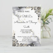 Black&Gold Rozen Wedding Jubileum Renewal Vows Kaart (Staand voorkant)