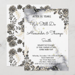 Black&Gold Rozen Wedding Jubileum Renewal Vows Kaart